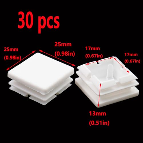 Image of Antrader Square Plastic Plug Insert,1-Inch Square Tubing End Caps,Chair Leg Inserts, Glide Protection for Chairs and Furnitures (30 Pack)