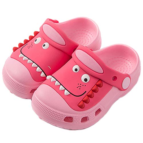 JACKSHIBO Boys Girls Clogs Toddler Little Kids Sandals Cartoon Dinosaur Garden Beach Water Slipper Size 6 Color Pink
