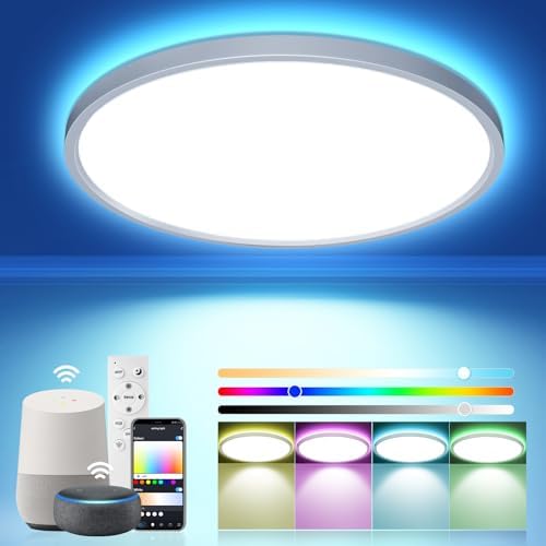 OTREN Plafon LED Techo RGB 36W, Regulable Lámpara de Techo con Mando a Distancia...