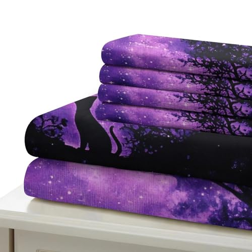 Housse de couette 3D chat violette microfibre lit simple 140x200 - 7