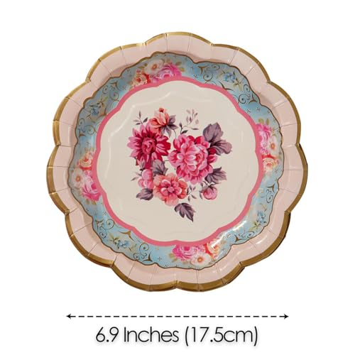 Talking Tables Pack of 12 - Size 18cm, 7" Tea Party Vintage Floral Paper Plates Small | Truly Scrumptious Party Plates | Great For Birthday Party, Baby Shower, Wedding And Anniversary | 12 Pack