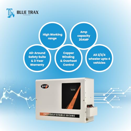 Image of BLUETRAX 7.5 KVA Heavy Duty Digital Voltage Stabilizer (6000W) | 90-500V Wide Input Range | Double Phase Mainline Hanging Stabilizer for Home & Office | 10 Years Warranty
