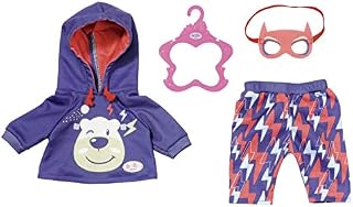 BABY born 830819 Happy Birthday Guest Outfit 43 cm - Creative Play Promotes Empathy & Social Skills, For Toddlers 3 Years & Up - Includes Detachable Face Mask, Hoodie, Trousers & Hanger, Black