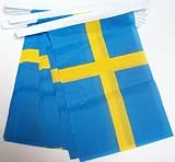Material : Poliester 100D AZ FLAG Guirnalda 4 Metros 20 Banderas de Suecia 15x10cm - Bandera Sueca 10 x 15 cm - BANDERINES