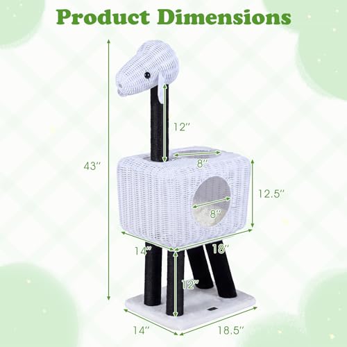 Árbol para gatos de ratán de 43 pulgadas PETSITE miniatura 2