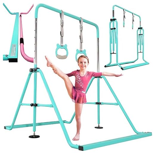 PreGymnastic Updated Folding Gymnastics Kip Bar with Sturdier Base, A Safe Gymnasitc Bar for Kids 3-8 Years Old, Easy to Assemble and Dis-Assemble