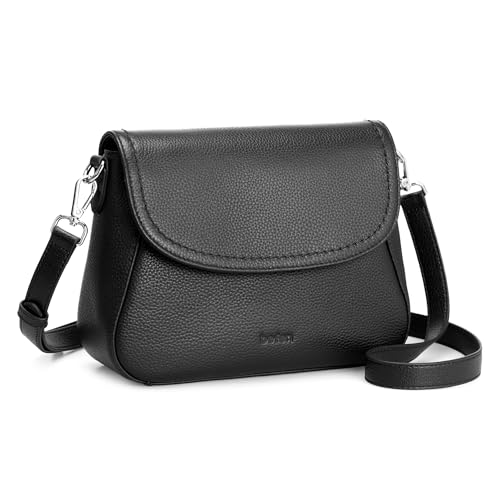 Image of befen Genuine Leather Saddle Crossbody Bags for Women with RFID Blocking, Small Flap Cross Body Purse Hangbags