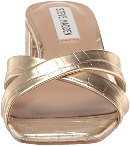 Steve Madden Women's Gaia Heeled Sandal, Gold Croco, 7.5 | Image 1