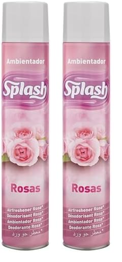 Splash - ambientador aerosol 1000ml rosas. (Paquete de 2)