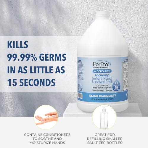 Image of ForPro Alcohol-Free Foaming Instant Hand Sanitizer, 1 Gallon (128 fl oz) Refill - Moisturizing, Dye-Free Formula, Island Tranquility Scent