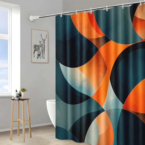 Rideau de douche imperméable fini les inondations avec la géométrie orange - 4