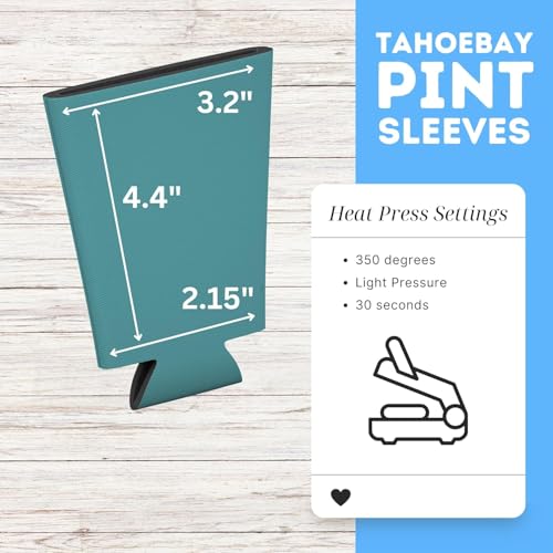 Image of TahoeBay Blank Pint Glass Sleeves, Beer Coolers, 6-Pack, Teal | Insulating Foam Cooler, 16oz Collapsible Tapered Beverage Holder, Bar Cup Insulator for Transfer Vinyl, HTV, Sublimation, DTF
