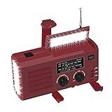 Radio De Emergencia con Batería De 4000 Mah, Radio De Supervivencia De Manivela con Linterna, Cargador De Teléfono Celular, Supervivencia De Alarma SOS, Luz para Actividades Al Aire Libre,Brown