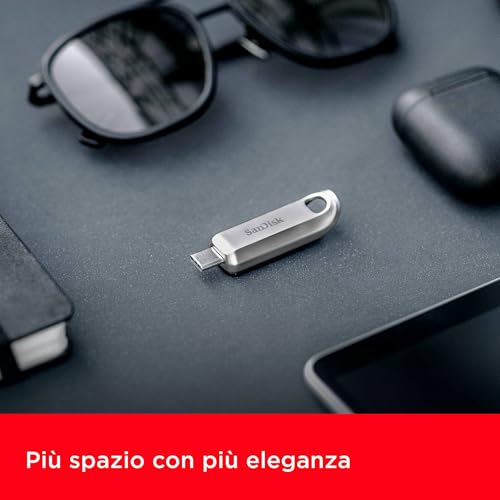 Ultra Luxe Unità Flash USB Type-C 64GB (con velocità fino a 300 MB/s, prestazioni USB 3.2 Gen 1,Prestazioni USB 3.2 Gen 1,Design Premium e Corpo in Metallo,Elegante Clip) Argento - Chiavetta USB - Immagine 3