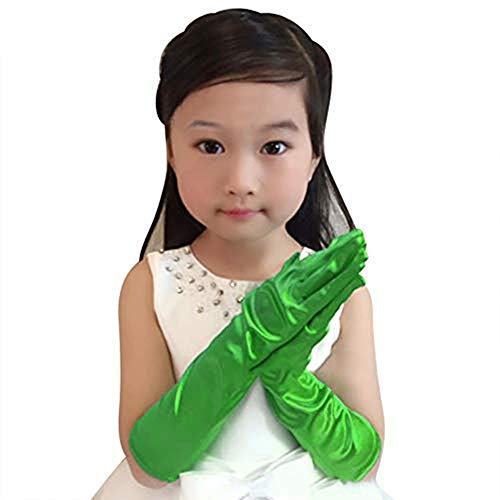 Little Girls Princess Gloves Kids Stretch Satin Long Finger Dress Gloves Opera Performance Glove Formal Pageant Party Glove