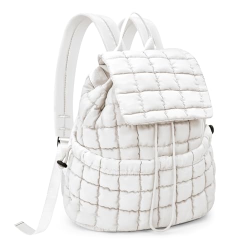 Extolove Mochila acolchoada para mulheres, bolsa moderna com cordão, Branco, Moderno