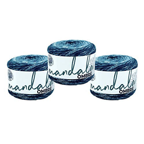 Image of Lion Brand Yarn, Mandala Ombre Variegated Yarn for Crocheting, Knitting, and Crafts, Harmony, 3 Pack, Soft, Acrylic Fiber for Cozy Blankets, Worsted Weight Sweaters and Colorful Shawls