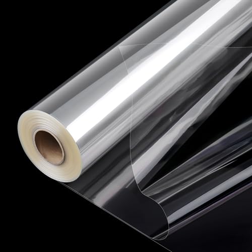 POPGIFTU Rouleau de Papier Transparent Emballage (86 cm x 45 m) – 3 mil épais Emballage Cellophane, Grand Rouleau de Papier Cadeau Transparent pour Fleuristes,...