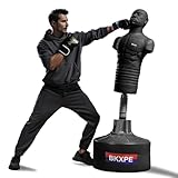 BKXPE Punching Bags for Adults Silica Gel Heavy Bag Stand Bob Punching Dummy Kick Boxing Mannequin Home Gym(Black)