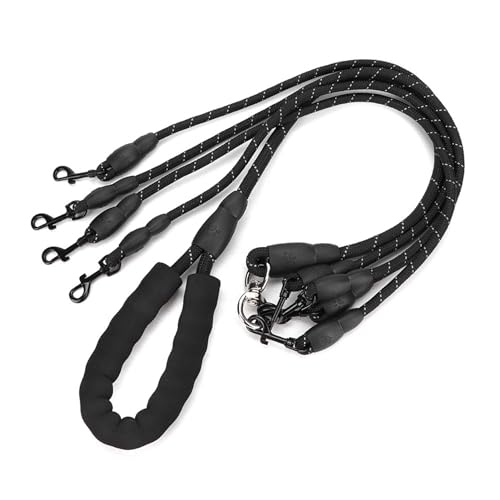 Pet Dog Traction Rope Wear 4 Ways Adjustable Outdoor Walking Accessory for Small Dogs and Cats Black Nylon 1.5m