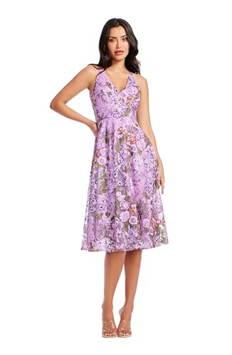 Image of Dress the Population Women's Elisa Sleeveless Plunge Neckline Fit and Flare Midi Dress