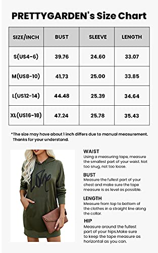 Prettygarden Womens Hooded Sweatshirt Drawstring Lightweight Long Sleeve Pullover Hoodie Dress With Pockets (Army Green, Medium) #TOP4