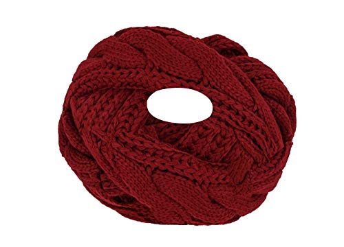 Luna et Margarita Bufanda que hace punto del círculo de la torcedura del gancho Burdeos invierno de la bufanda de las mujeres/hombres 240g