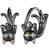 ブラック フープ猫ピアス