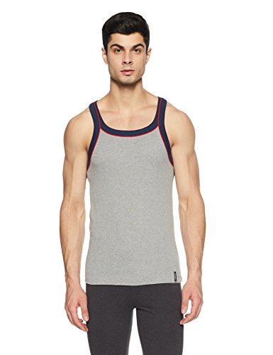 Image of Jockey US54 Men's Super Combed Cotton Rib Square Neckline Gym Vest with Back Panel Graphic Print (Shoulder Starp Color May Vary)