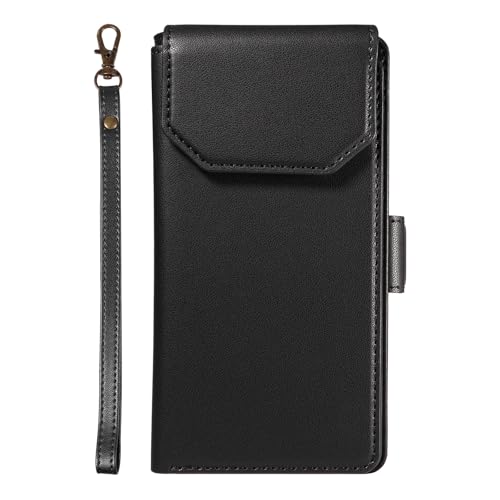 Samsung Galaxy A52 4G/5G�p�E�H���b�g�P�[�X�A�J�[�h�z���_�[�t���A�����ƒj���p�A�t�@�b�V����PU���U�[�J�o�[�A�T�C�h�o�b�N���n���h�X�g���b�v�E�H���b�g�d�b�P�[�X(Black)