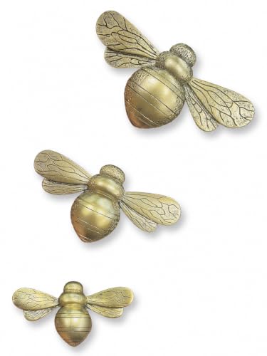 GUSFREUD 3D Bee Wall Decor Set of 3, Antique Copper