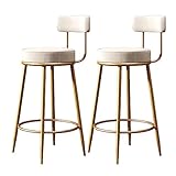 KKTX Sillas de Barra de 2 pcs, sillas de Cocina de Desayuno Acolchado de Terciopelo con reposapiés para el mostrador de la Isla de la casa, Capacidad de Carga 150 kgWhite,65cm