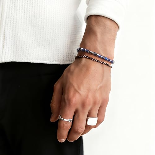 Pulsera de cuentas ajustable para hombre con piedra natural miniatura 3