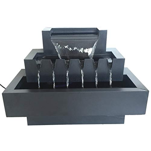 Hi-Line Gift Ltd 79532 Fountain-Zinc Metal Multi Level Rectangles, Multi