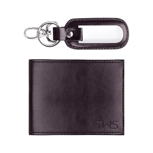 Coffret cadeau pour petit ami avec portefeuille en cuir et son porte-clés marron