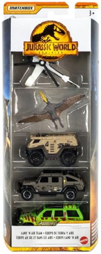 Image of Mattel Matchbox Jurassic World 5 Pack Dominion (Land N Air Team) - Kids, Black