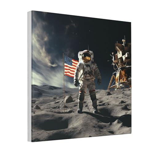 Impression sur toile astronaute decoration murale de chambre tableau encadre 40x40cm