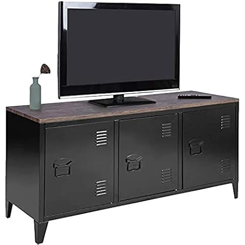 MEUBLE COSY Storage Cabinet Sideboard Cupboard TV Stand Metal Modern Console with 3 Doors for Living Room Hallway Cover
