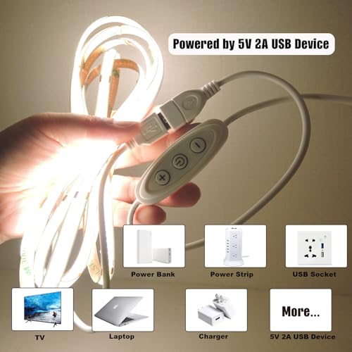 Tira de Led USB 5v con Dimmer, Luz Blanca Natural 6 ft miniatura 5