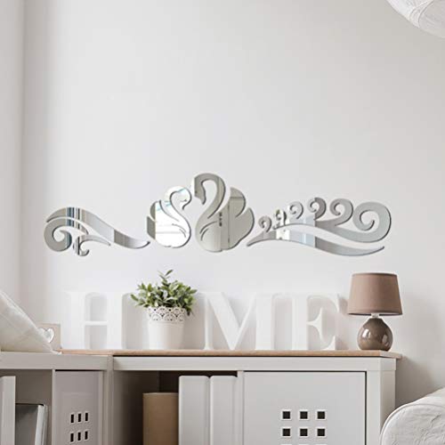 Ultnice Tiles Mirror 1Pc Mirror Wall Sticker Acrylic Swan Crystal Mirror Crystal Romantic Swan Mirror Wall Art Wall Stickers Mural Decals Vinyl Home Decoration Mirrors Decor #TOP3