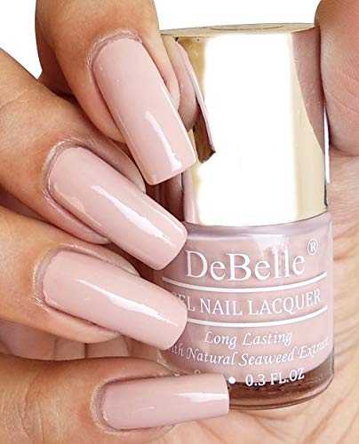 DeBelle Gel Nail Polish Peony Blossom (Nude Nail Paint)|Non UV – Gel Finish |Chip Resistant | Seaweed Enriched Formula| Long Lasting|Cruelty and Toxic Free| 8ml
