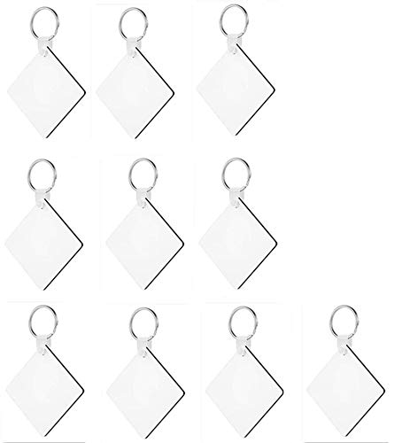 Image of Fbaby 10pcs DIY Sublimation Double-Sided Heat Transfer Keychain Blanks Wooden Hard Board Key Rings White Blank MDF Key Chain for Heat Press (Square)