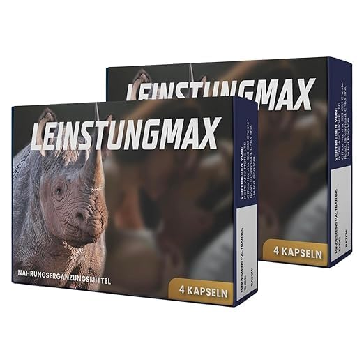 LEINSTUNGMAX Kapseln mit Ginseng Maca Rhodiola Astragalus Traubenkernextrakt Vitaminen & Zink 8 Kapseln Nahrungsergänzungsmittel für aktive Männer | Praktische 8-Kapsel-Packung