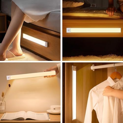 Image of COVACURE Under Cabinet Lights Rechargeable, 3 Color Modes Wireless Rechargeable Closet Light, Super Bright Stick-on Light Bars for Kitchen, Under Cabinet LED Light (Non-Magnetic 20CM, 2Pcs)