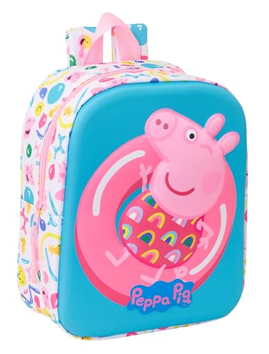 PEPPA PIG 3D - Zaino per asilo 3D, adattabile al carrello, facile da pulire, ideale per bambini di...