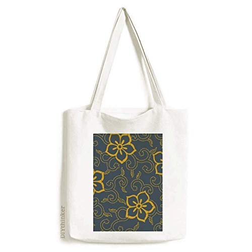 Bolsa de lona estilo chinês japonês com flores e folhas asiáticas, bolsa de compras casual