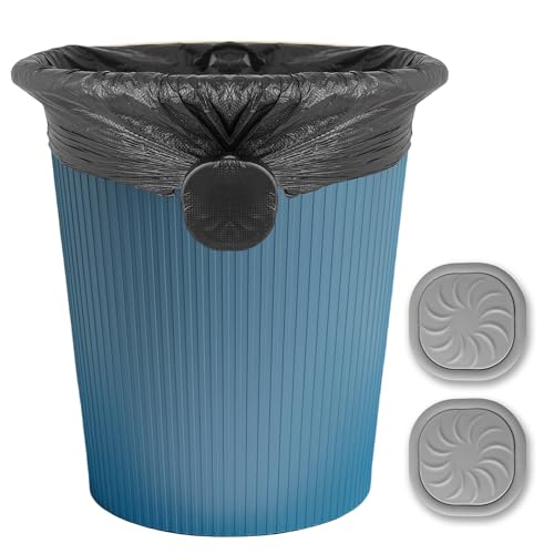 Trash Can Bag Holder - 2pcs Garbage Bag Fasten Lock Universal Strong Trash Can Liner Holder for Kitchen Clip Rubber Bands