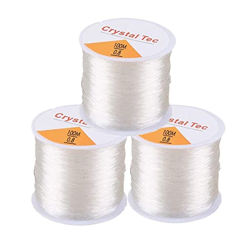 0.8mm Elastic Stretch Thread for Bracelets 3 Rolls Elastic Bead Cord Stretchy Bracelet String Crystal String Bead Cord for Bracelet Beading and Jewelry Making