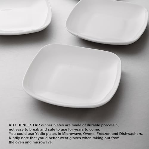 KITCHENLESTAR Ceramic Square Dinner Plates,9 Inch Square Serving Plate for Steak, Pasta, Salad, Snacks, Dessert, Appetizer Plates-Set of 4 by KITCHENLESTAR - Used condition - Image 6
