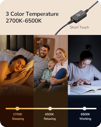 Edishine Modern Led Table Lamp, 3 Color Temperatures, Stepless Dimmable Minimalist Bedside Lamp, Nightstand Lamp For Bedroom, Living Room, Office, Matte Black thumb #1